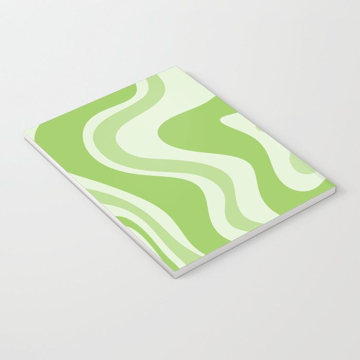 Retro Liquid Swirl Abstract Pattern in Light Lime Green Notebook Gallery Image 3