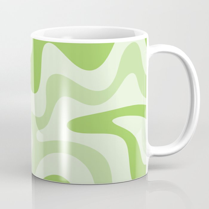 Retro Liquid Swirl Abstract Pattern in Light Lime Green Coffee Mug Gallery Image 1