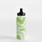 Retro Liquid Swirl Abstract Pattern in Light Lime Green Water Bottle Gallery Image 2