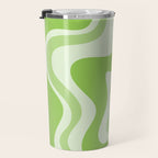 Retro Liquid Swirl Abstract Pattern in Light Lime Green Travel Mug Gallery Image 3