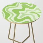 Retro Liquid Swirl Abstract Pattern in Light Lime Green Side Table Gallery Image 2