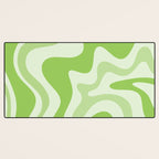 Retro Liquid Swirl Abstract Pattern in Light Lime Green Desk Mat Gallery Image 3