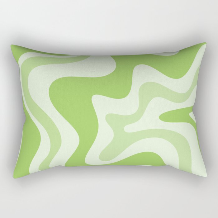 Retro Liquid Swirl Abstract Pattern in Light Lime Green Rectangular Pillow Gallery Image 2