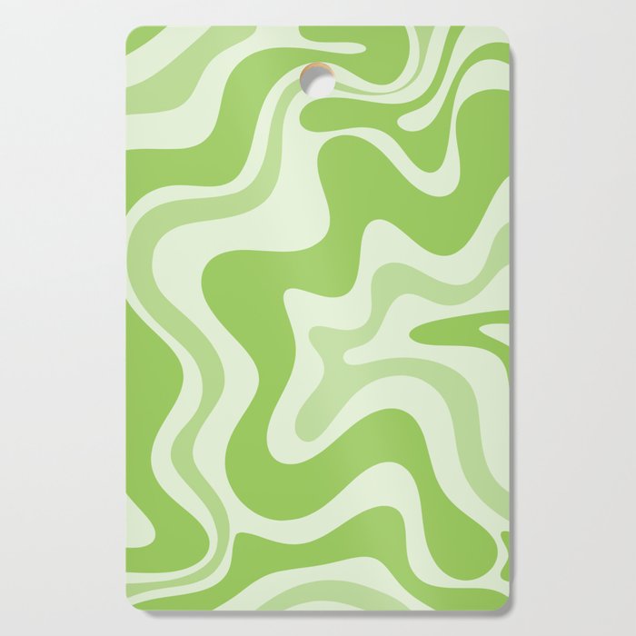 Retro Liquid Swirl Abstract Pattern in Light Lime Green Cutting Board Gallery Image 1
