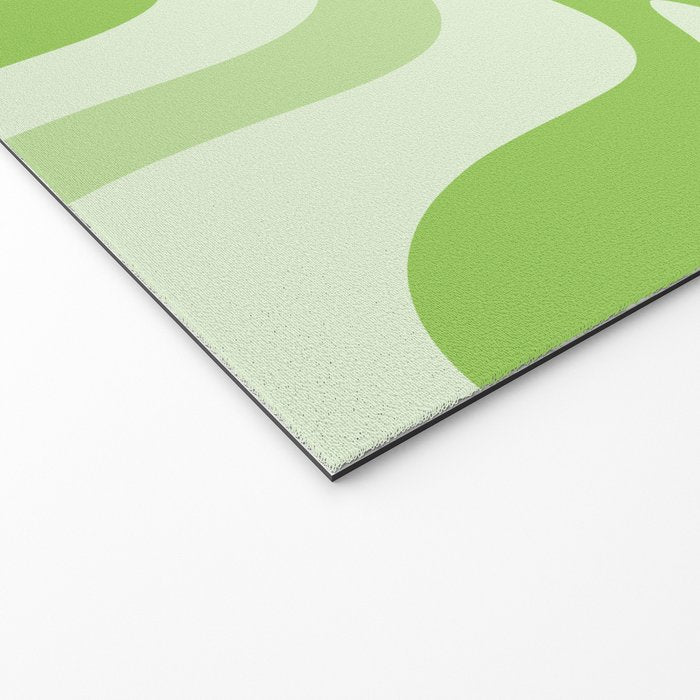 Retro Liquid Swirl Abstract Pattern in Light Lime Green Welcome Mat Gallery Image 2