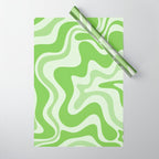 Retro Liquid Swirl Abstract Pattern in Light Lime Green Wrapping Paper Gallery Image 1