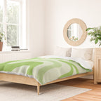 Retro Liquid Swirl Abstract Pattern in Light Lime Green Duvet Cover Gallery Image 2