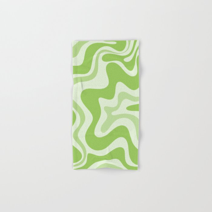 Retro Liquid Swirl Abstract Pattern in Light Lime Green Bath Towel Gallery Image 1