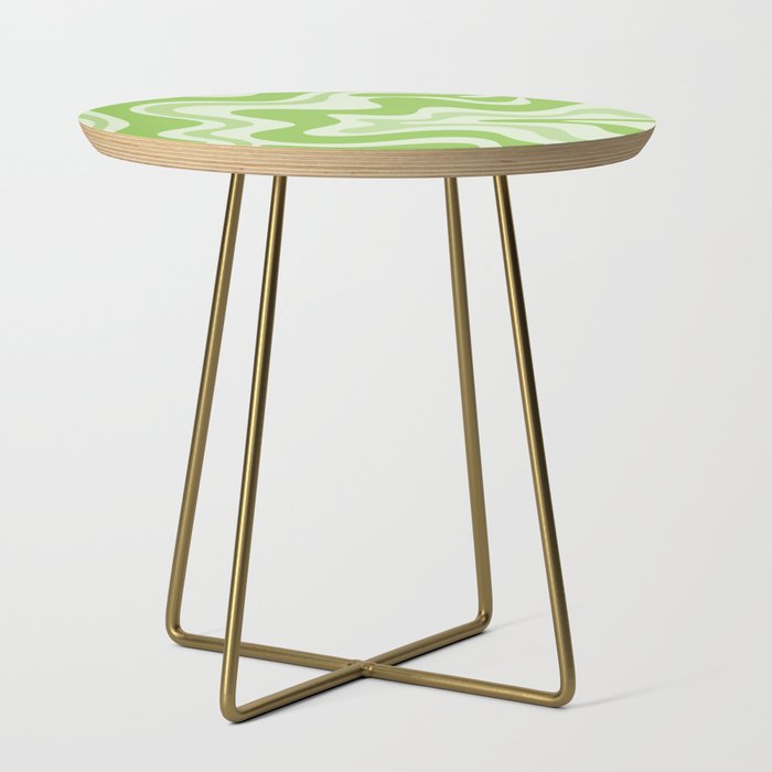 Retro Liquid Swirl Abstract Pattern in Light Lime Green Side Table Gallery Image 1