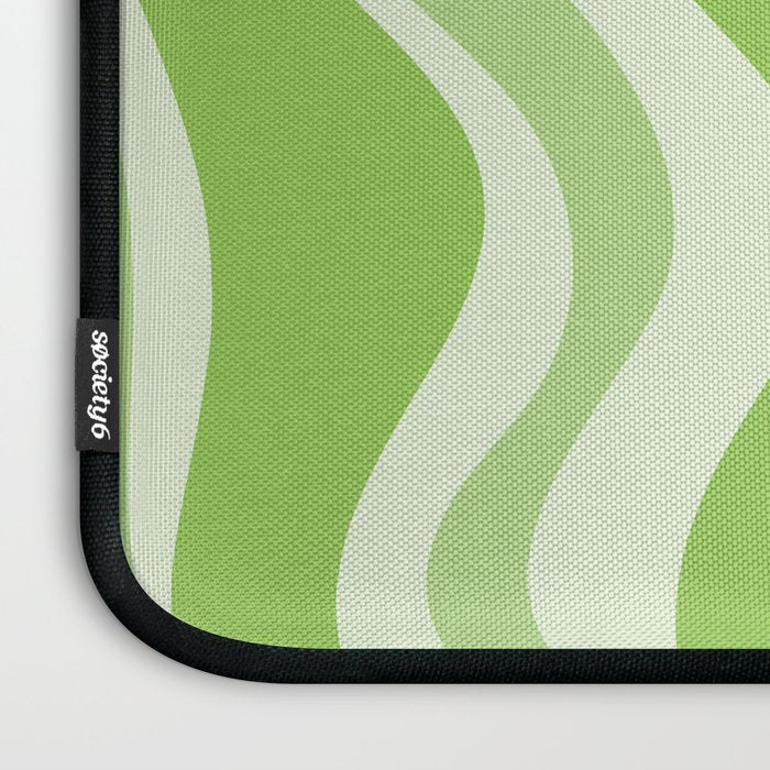 Retro Liquid Swirl Abstract Pattern in Light Lime Green Laptop Sleeve Gallery Image 3