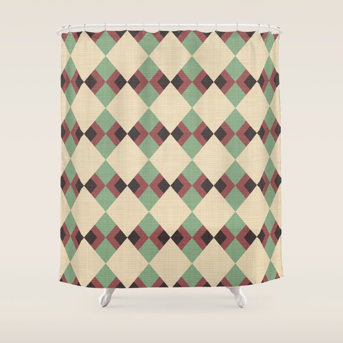 Geometric Trend Pistache and Cocoa Shower Curtain Gallery Image 1