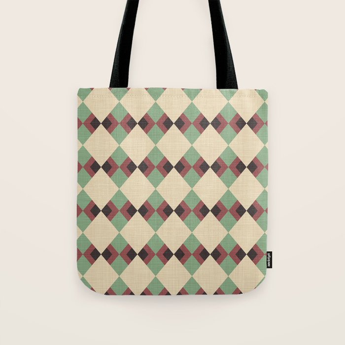 Geometric Trend Pistache and Cocoa Tote Bag Gallery Image 1