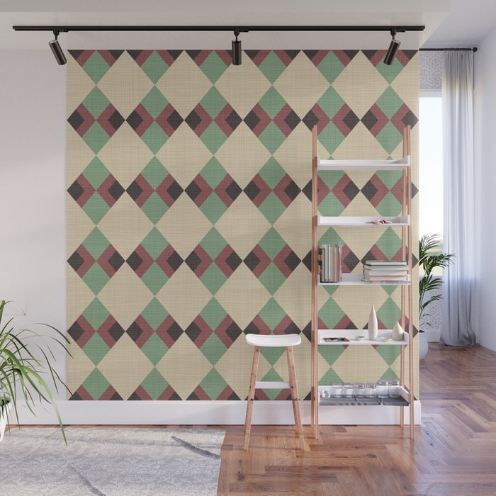 Geometric Trend Pistache and Cocoa Wall Mural Gallery Image 1