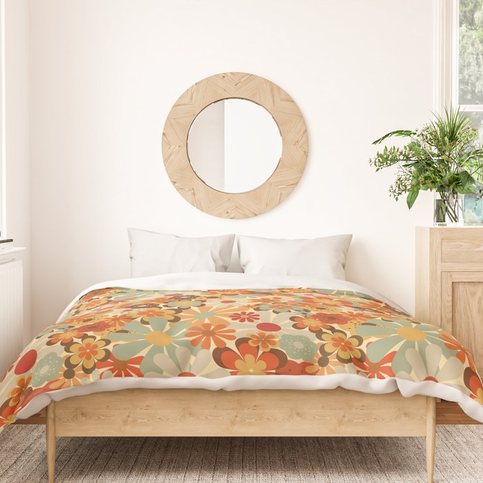 Patterned Retro 70's Floral Prints Duvet Cover Gallery Image 3