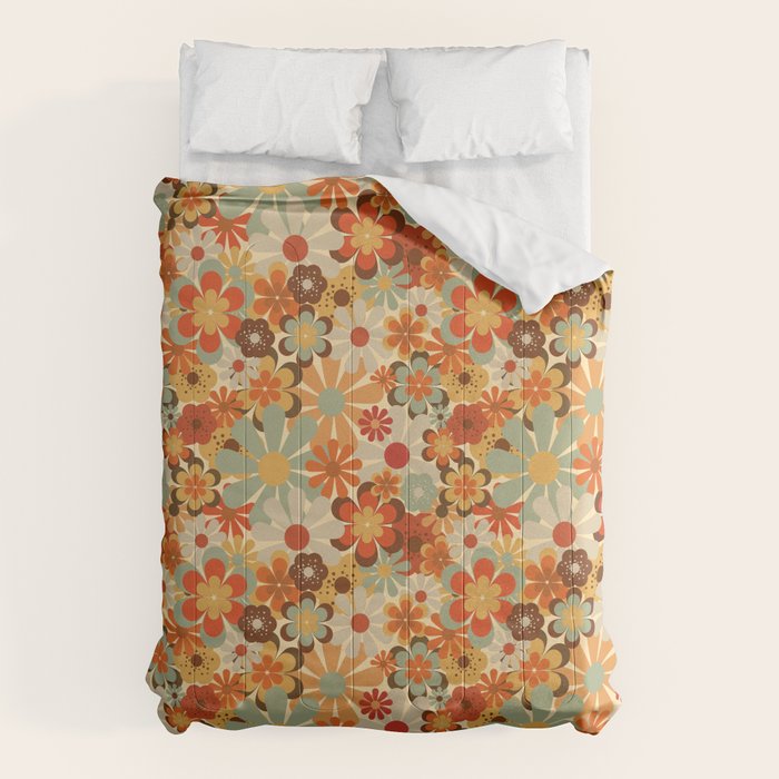 Patterned Retro 70's Floral Prints Comforter Gallery Image 6