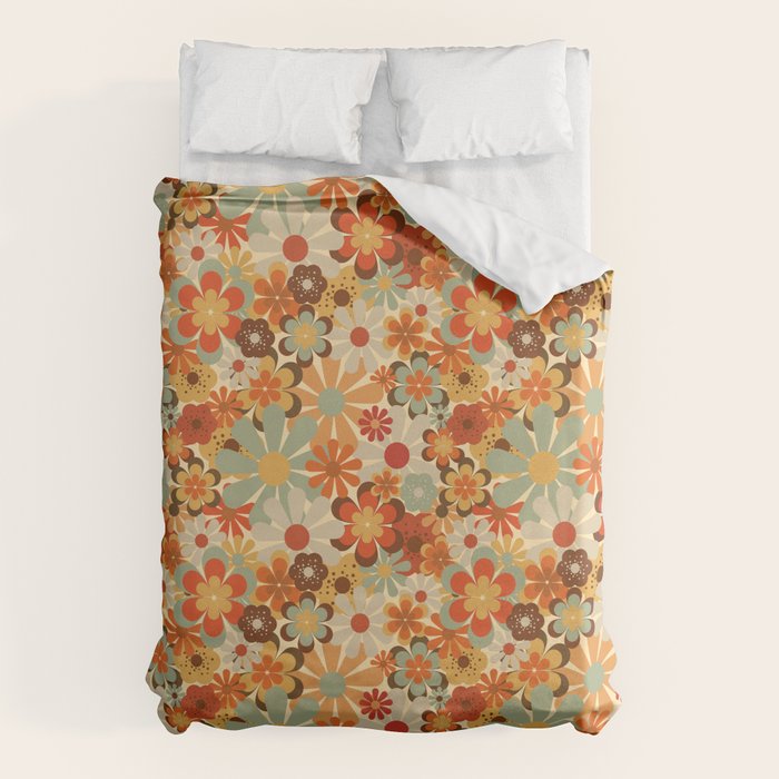 Patterned Retro 70's Floral Prints Duvet Cover Gallery Image 6