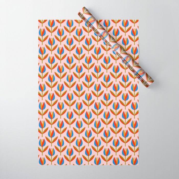 Bohemian Summer Tulips Pattern Wrapping Paper Gallery Image 1