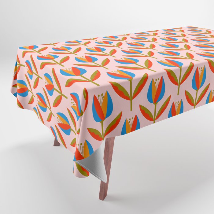 Bohemian Summer Tulips Pattern Tablecloth Gallery Image 1