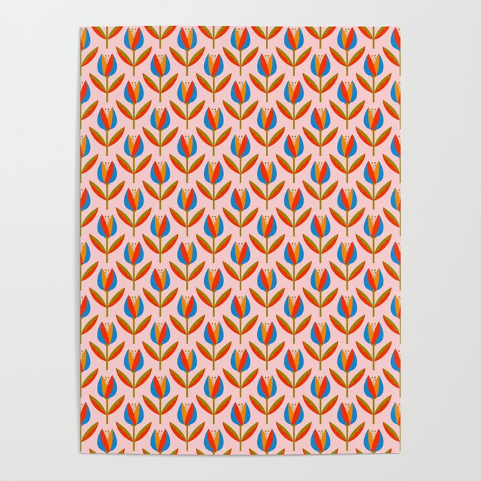 Bohemian Summer Tulips Pattern Poster Gallery Image 1