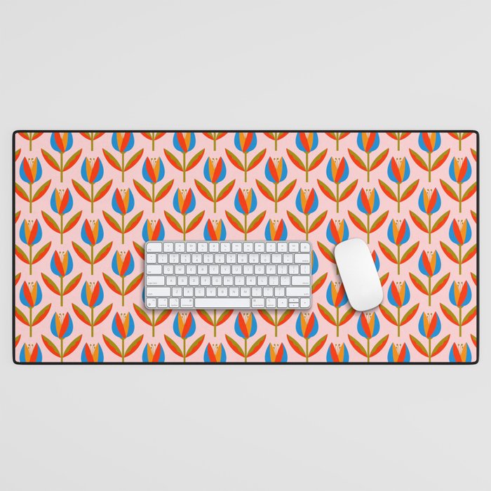 Bohemian Summer Tulips Pattern Desk Mat Gallery Image 1
