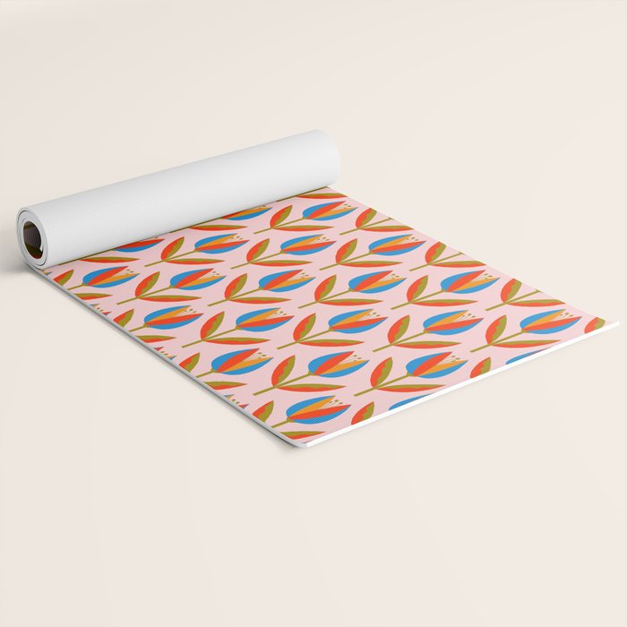 Bohemian Summer Tulips Pattern Yoga Mat Gallery Image 2