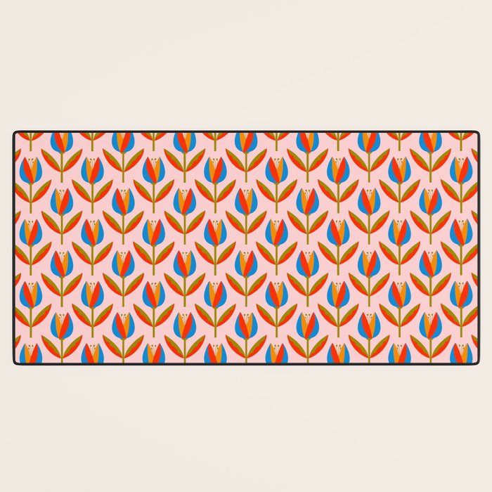 Bohemian Summer Tulips Pattern Desk Mat Gallery Image 3