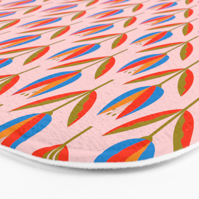 Bohemian Summer Tulips Pattern Bath Mat Gallery Image 3