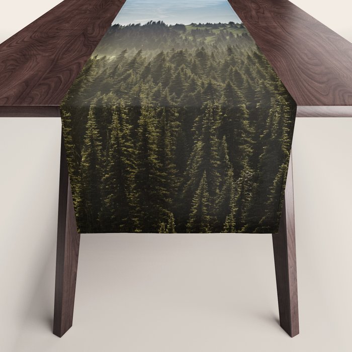 Epic Forest Mountain Adventure - Mount Rainier National Park Table Runner Gallery Image 1