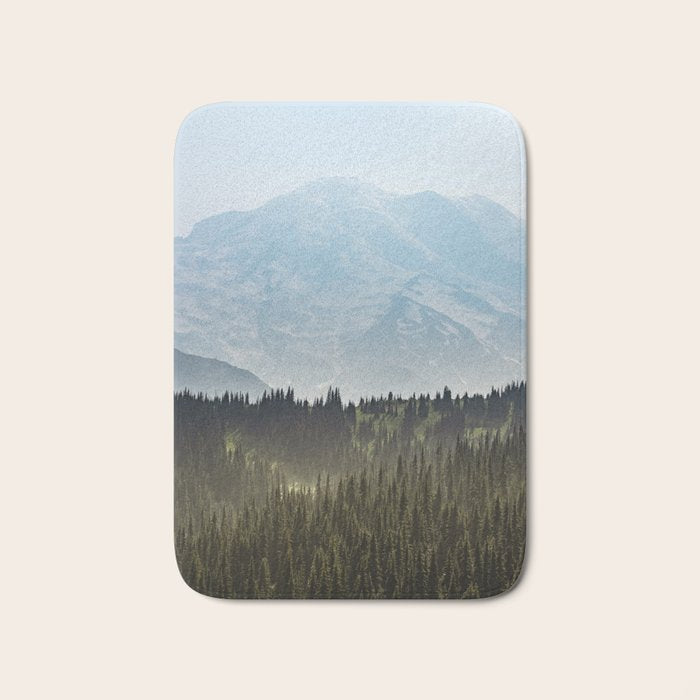 Epic Forest Mountain Adventure - Mount Rainier National Park Bath Mat Gallery Image 1