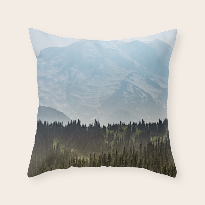 Epic Forest Mountain Adventure - Mount Rainier National Park Throw Pillow Gallery Image 6