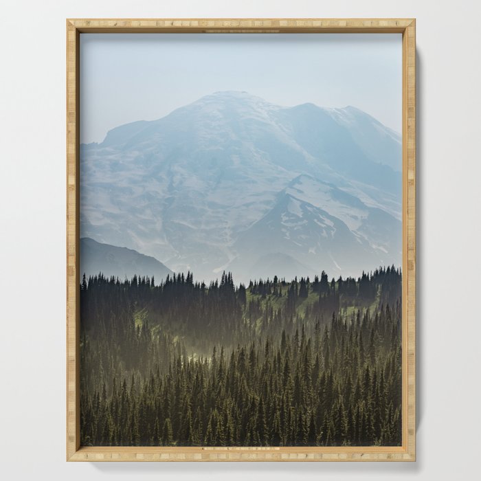 Epic Forest Mountain Adventure - Mount Rainier National Park Serving Tray Gallery Image 1