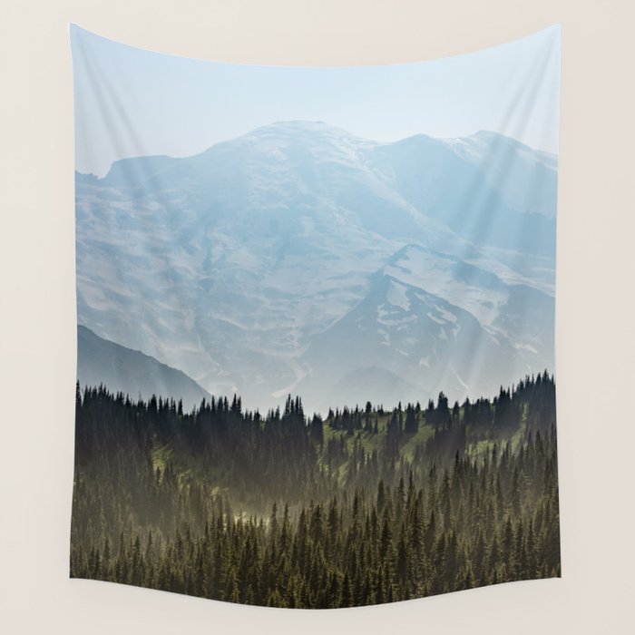 Epic Forest Mountain Adventure - Mount Rainier National Park Wall Tapestry Gallery Image 4