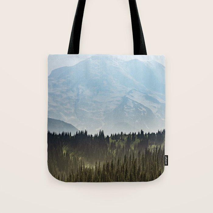Epic Forest Mountain Adventure - Mount Rainier National Park Tote Bag Gallery Image 1
