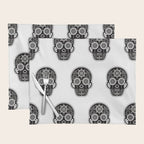 DÃ­a de Muertos Calavera â¢ Mexican Sugar Skull - Black Palette Placemat Gallery Image 1