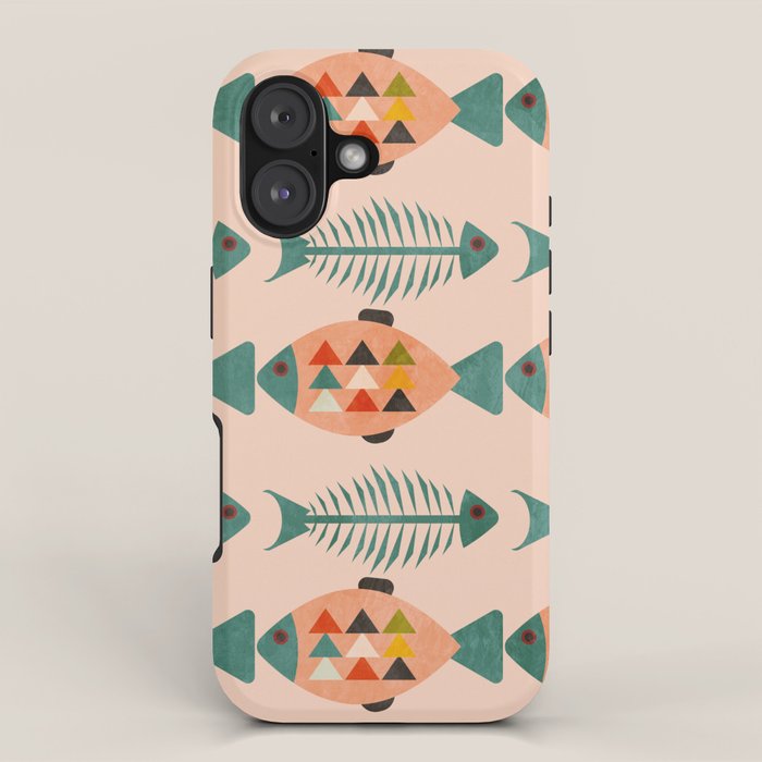 mid mod retro fishes pink iPhone Case Gallery Image 1