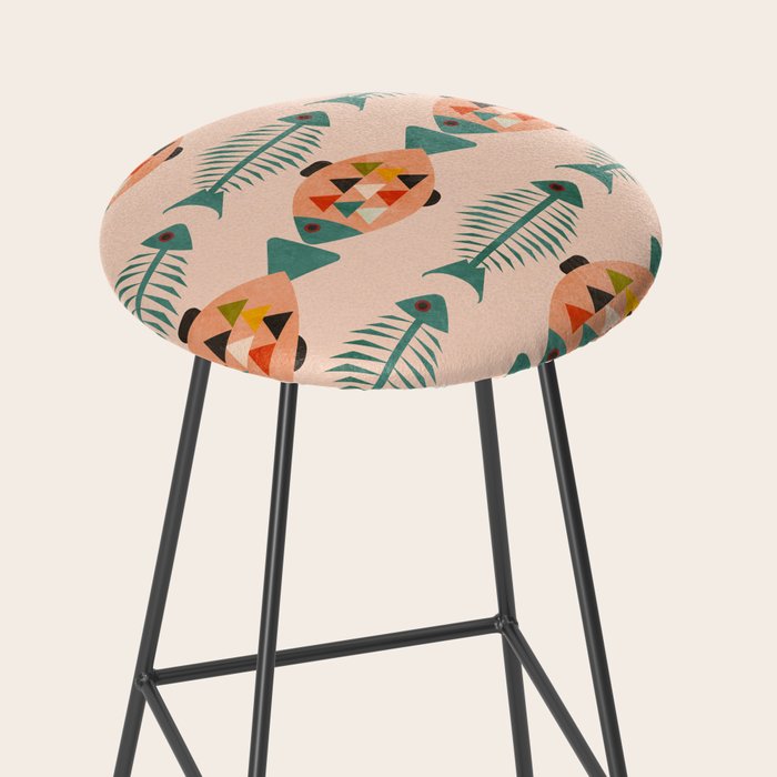 mid mod retro fishes pink Stool Gallery Image 2