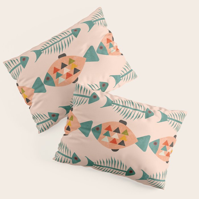 mid mod retro fishes pink Pillow Sham Gallery Image 1
