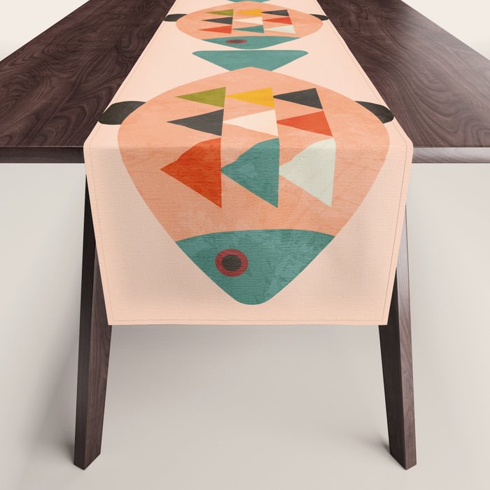 mid mod retro fishes pink Table Runner Gallery Image 1