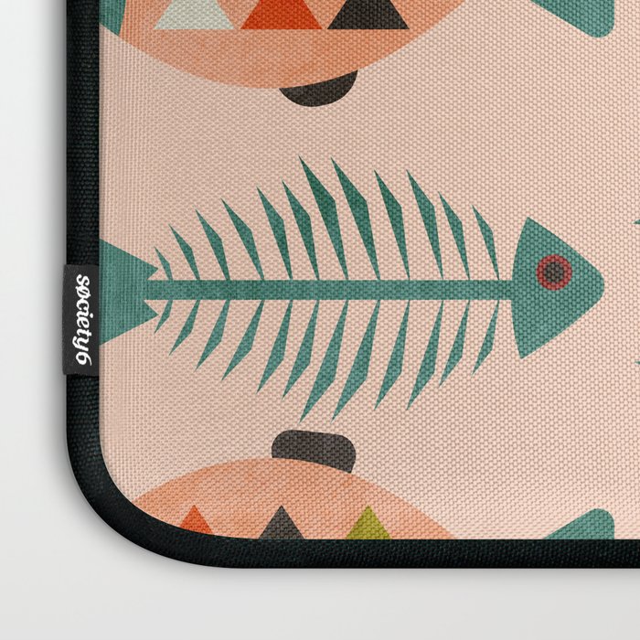 mid mod retro fishes pink Laptop Sleeve Gallery Image 3