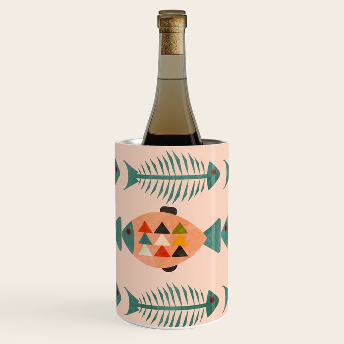 mid mod retro fishes pink Wine Chiller Gallery Image 1