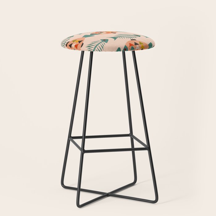 mid mod retro fishes pink Stool Gallery Image 1