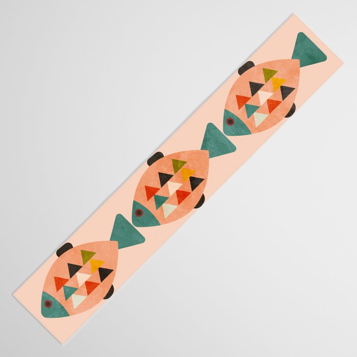 mid mod retro fishes pink Table Runner Gallery Image 3