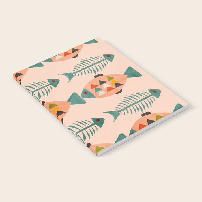 mid mod retro fishes pink Notebook Gallery Image 2