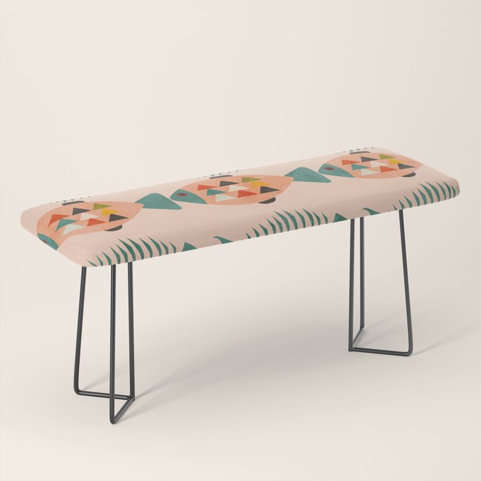 mid mod retro fishes pink Bench Gallery Image 1