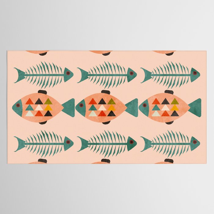 mid mod retro fishes pink Tablecloth Gallery Image 2