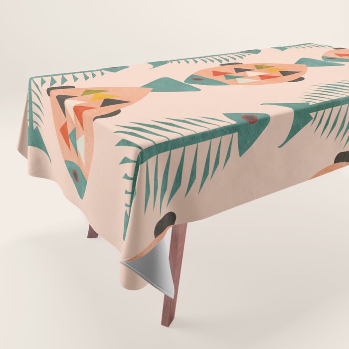 mid mod retro fishes pink Tablecloth Gallery Image 1