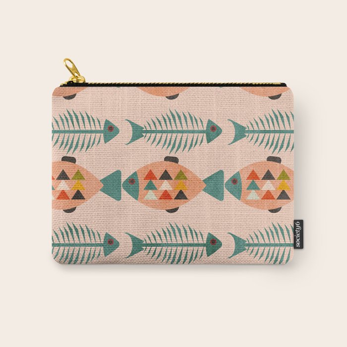 mid mod retro fishes pink Carry All Pouch Gallery Image 1