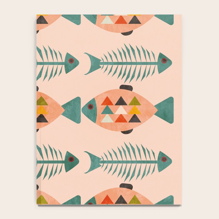 mid mod retro fishes pink Notebook Gallery Image 4