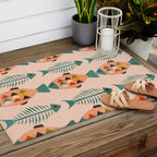 mid mod retro fishes pink Outdoor Rug Gallery Image 2