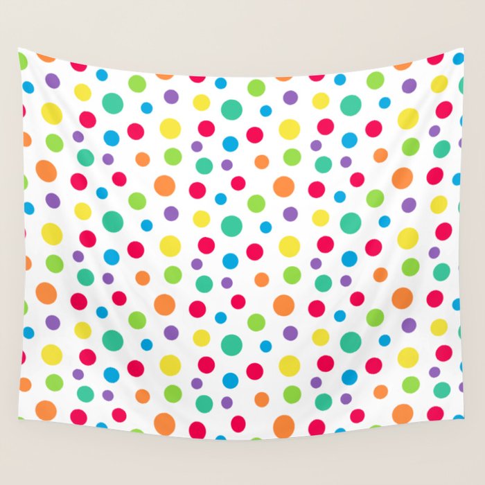 Rainbow Polka Dot Party Wall Tapestry Gallery Image 4
